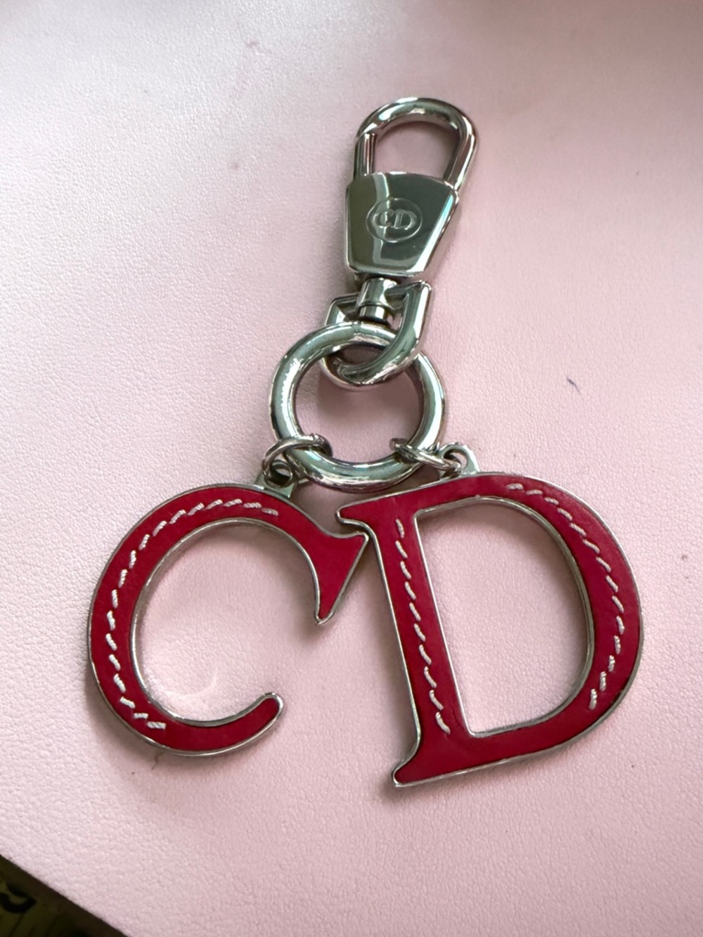 Christian Dior Red Logo Keychain Purse Charm Guaranteed Authentic